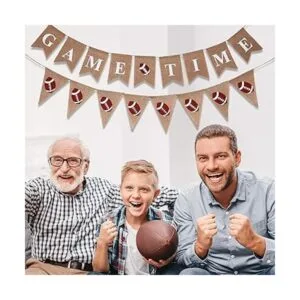 2 Pieces Football Game Time Banner Football Bunting Banner_5