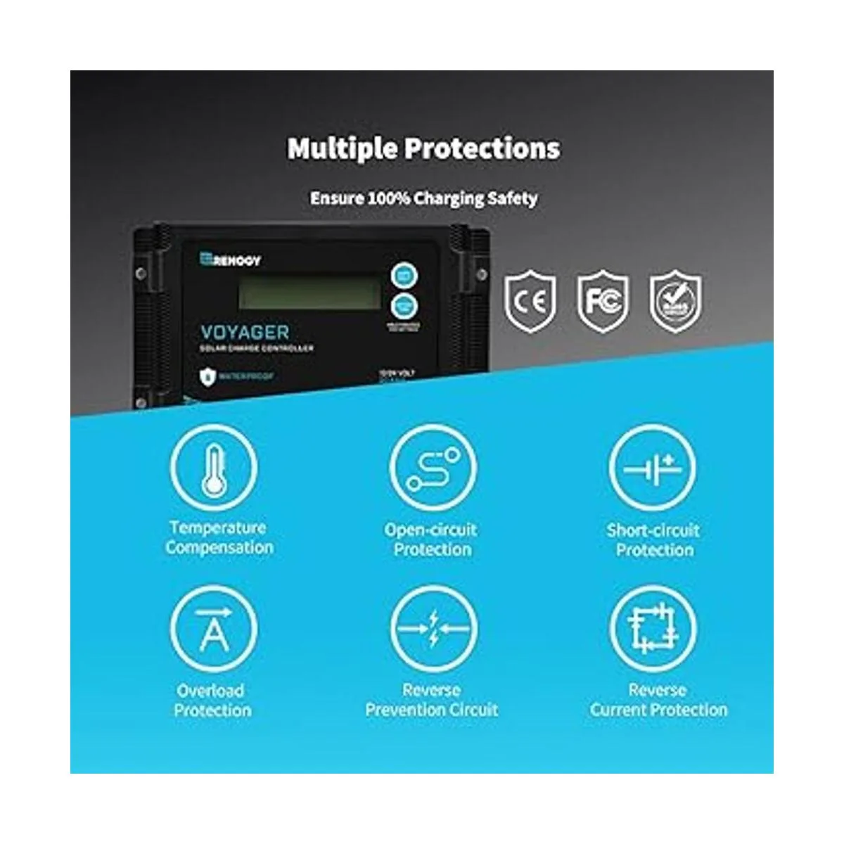 Renogy Voyager 20A Controlador de carga solar impermeable_3