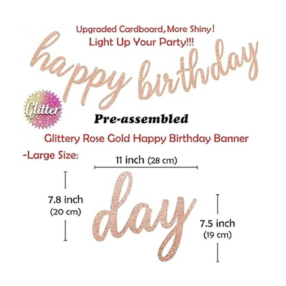 Aonor Rose Gold Birthday Party Decorations Glittery Rose_2