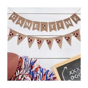 2 Pieces Football Game Time Banner Football Bunting Banner_4