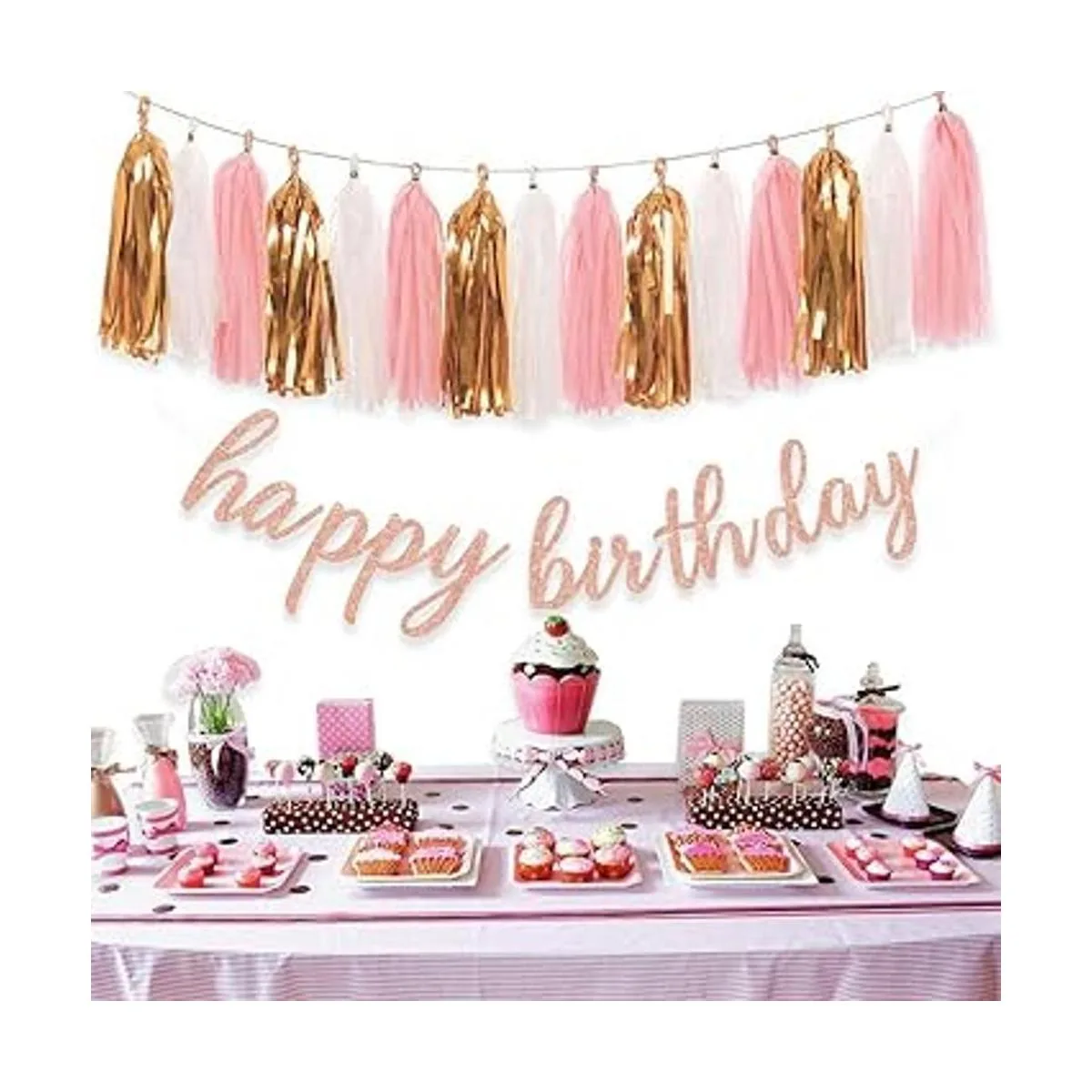 Aonor Rose Gold Birthday Party Decorations Glittery Rose_5