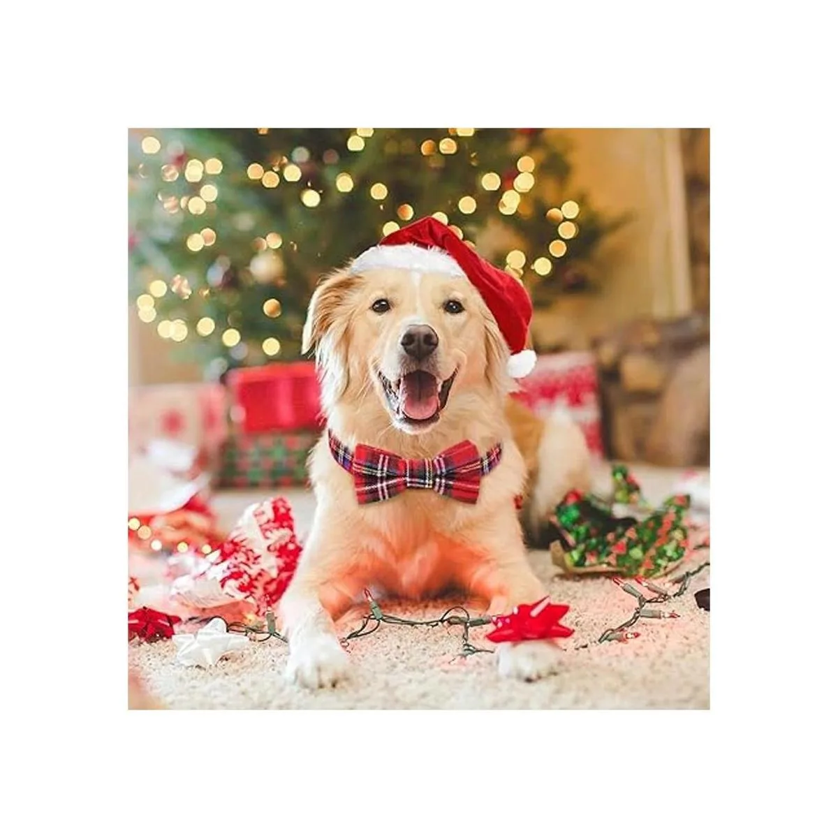 Malier Collar de perro con pajarita de Navidad clásico a