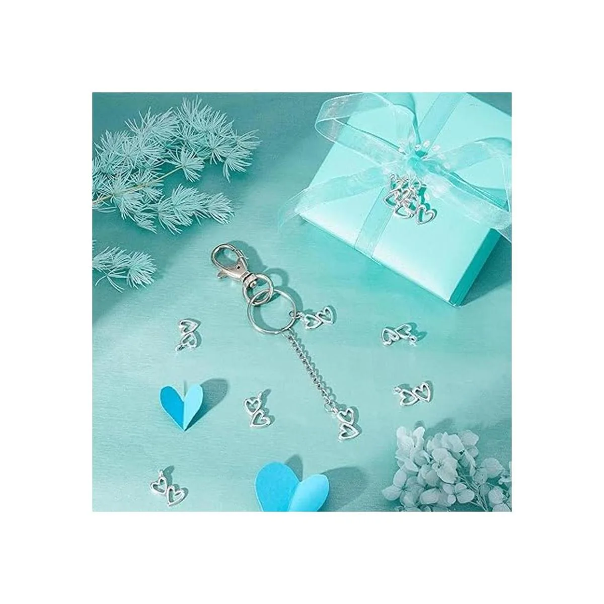 PH PandaHall 100 dijes de corazón doble de aleación