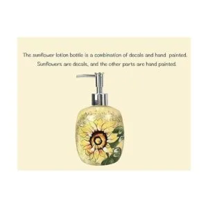 Dispensador de jabón pintado a mano de girasol de cerámica