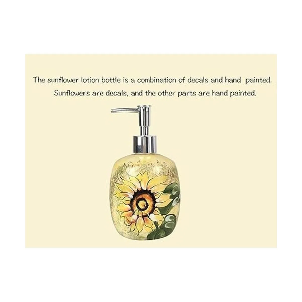 Dispensador de jabón pintado a mano de girasol de cerámica