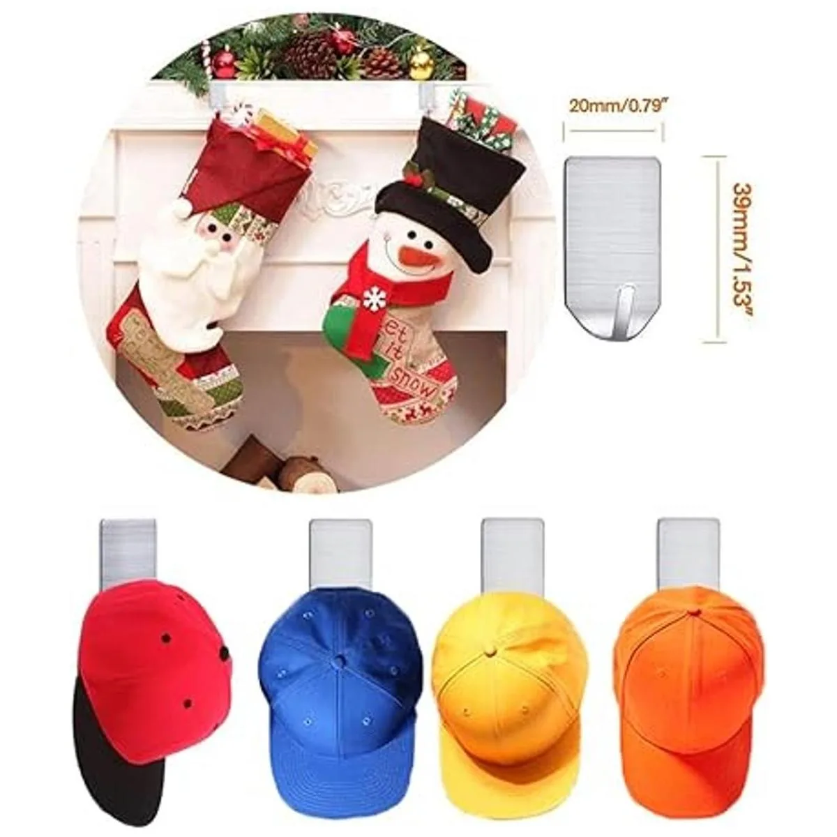 Ganchos adhesivos pequeños para colgar sombreros gorras