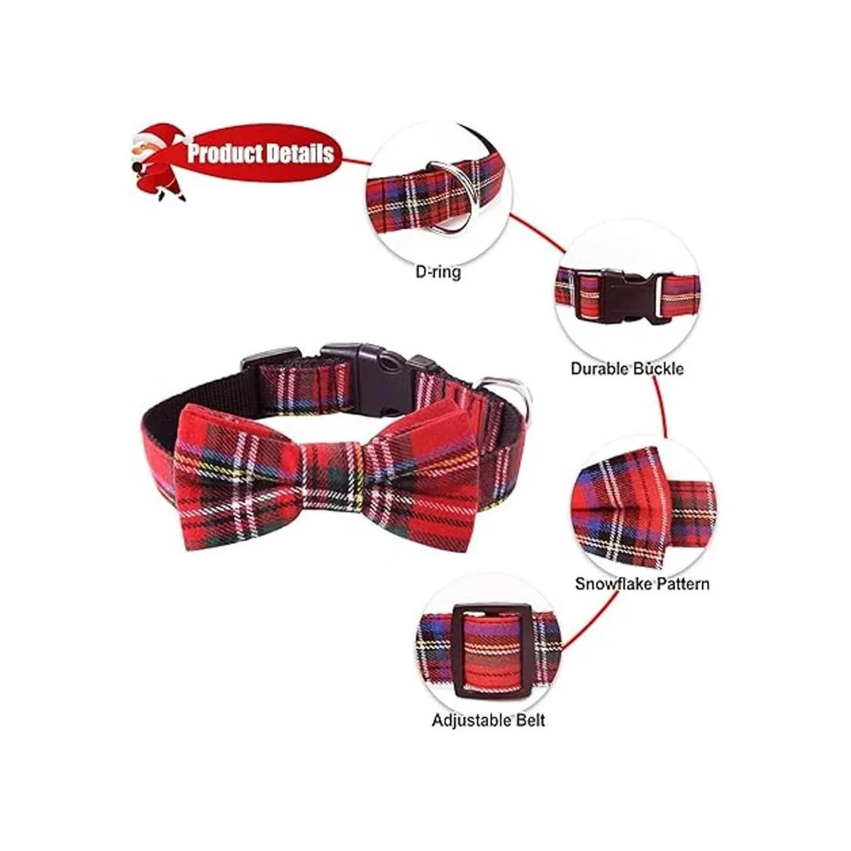 Malier Collar de perro con pajarita de Navidad clásico a