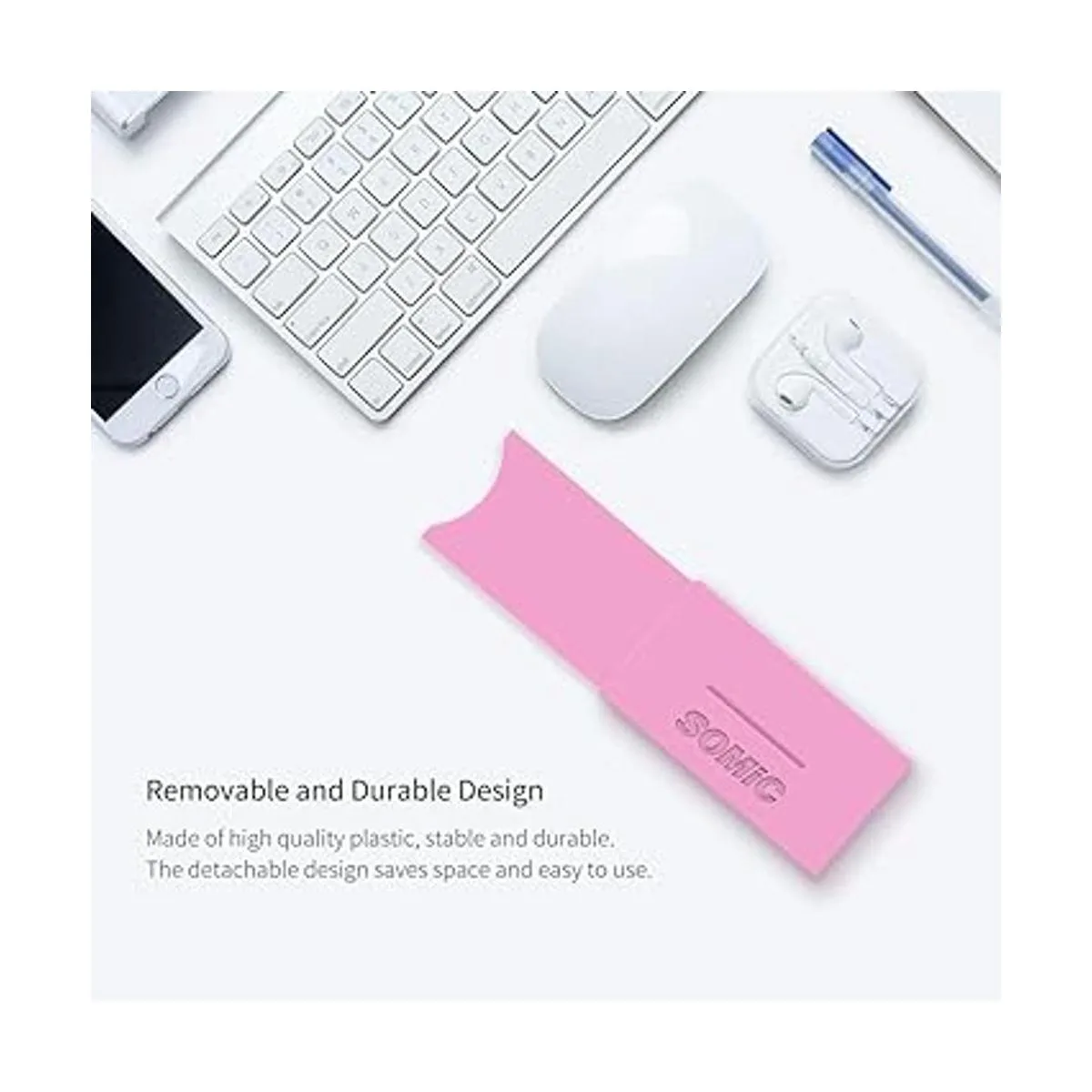 SOMIC Soporte para auriculares de juego rosa con base_5