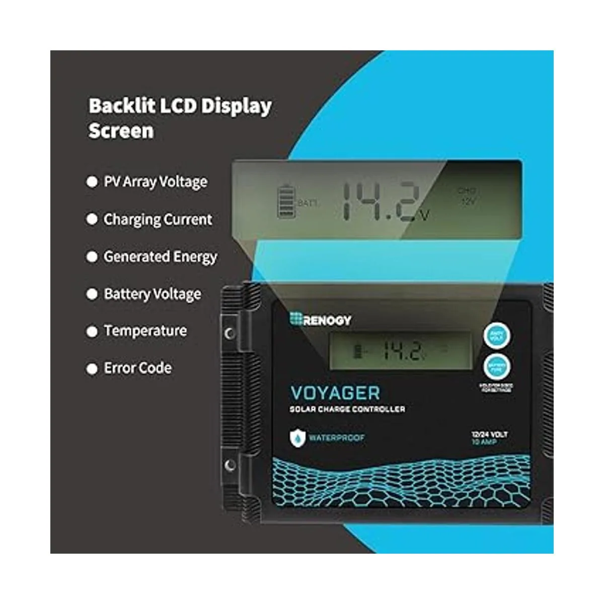 Renogy Voyager 20A Controlador de carga solar impermeable_6