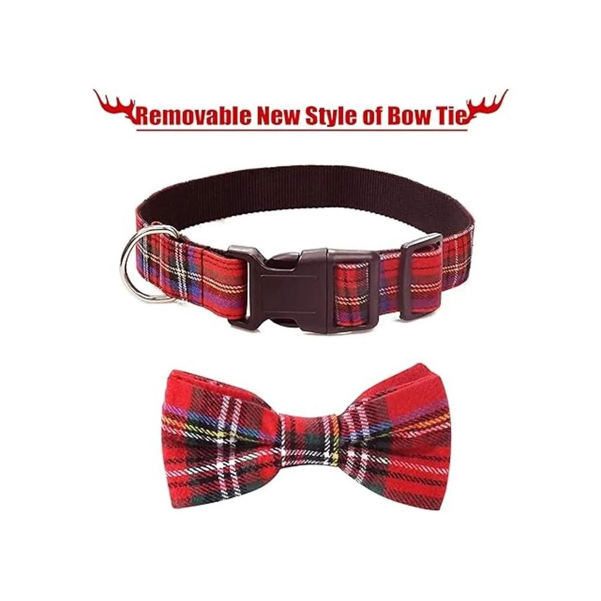 Malier Collar de perro con pajarita de Navidad clásico a