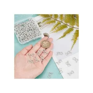 PH PandaHall 100 dijes de corazón doble de aleación