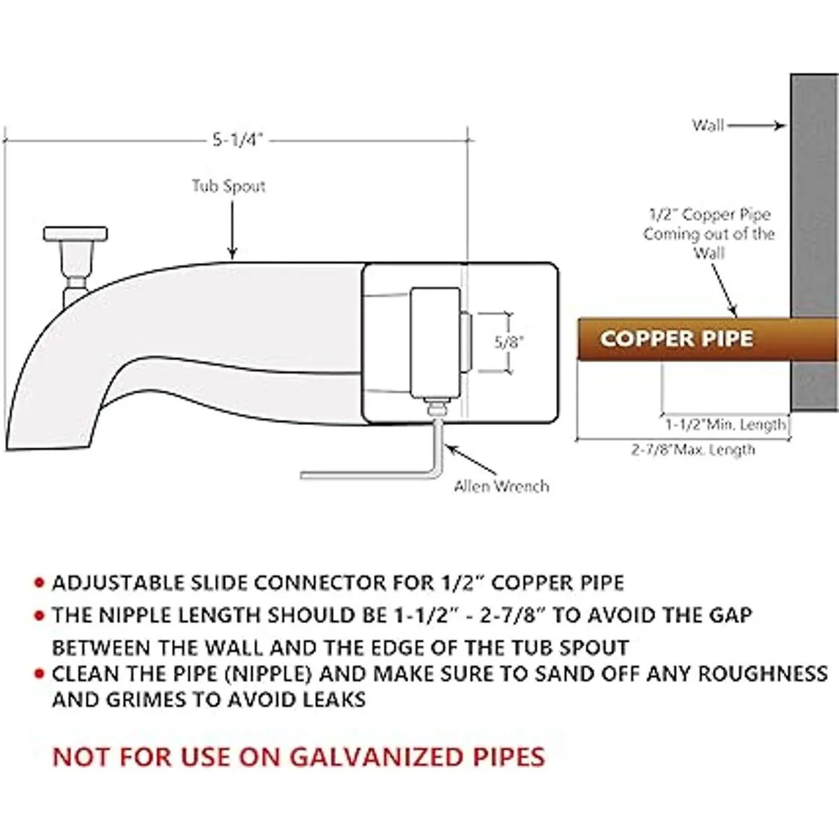 Boquilla para bañera con desviador frontal conector_2