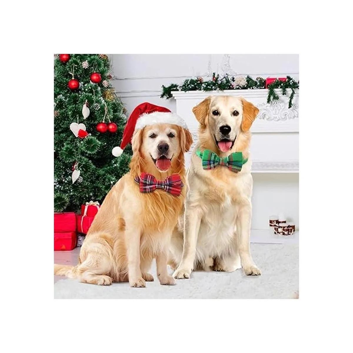 Malier Collar de perro con pajarita de Navidad clásico a