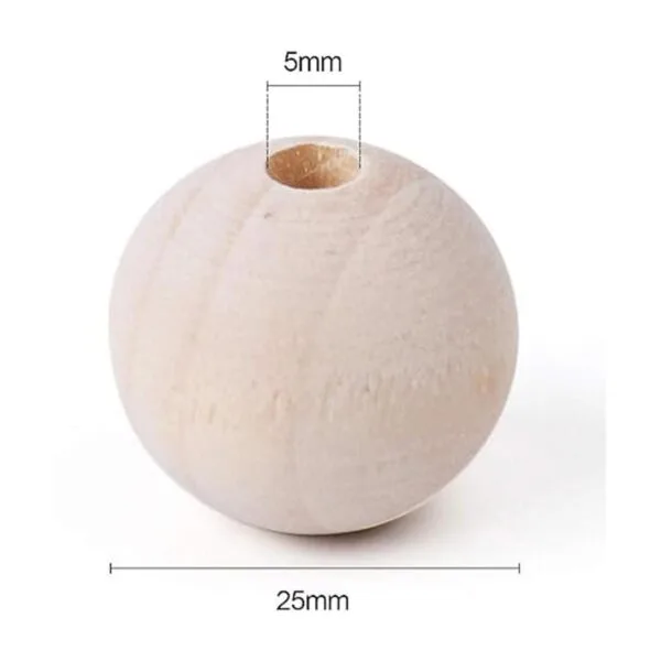 Foraineam 200 Pcs 1 Inch 25mm Wood Beads Round Wooden_2