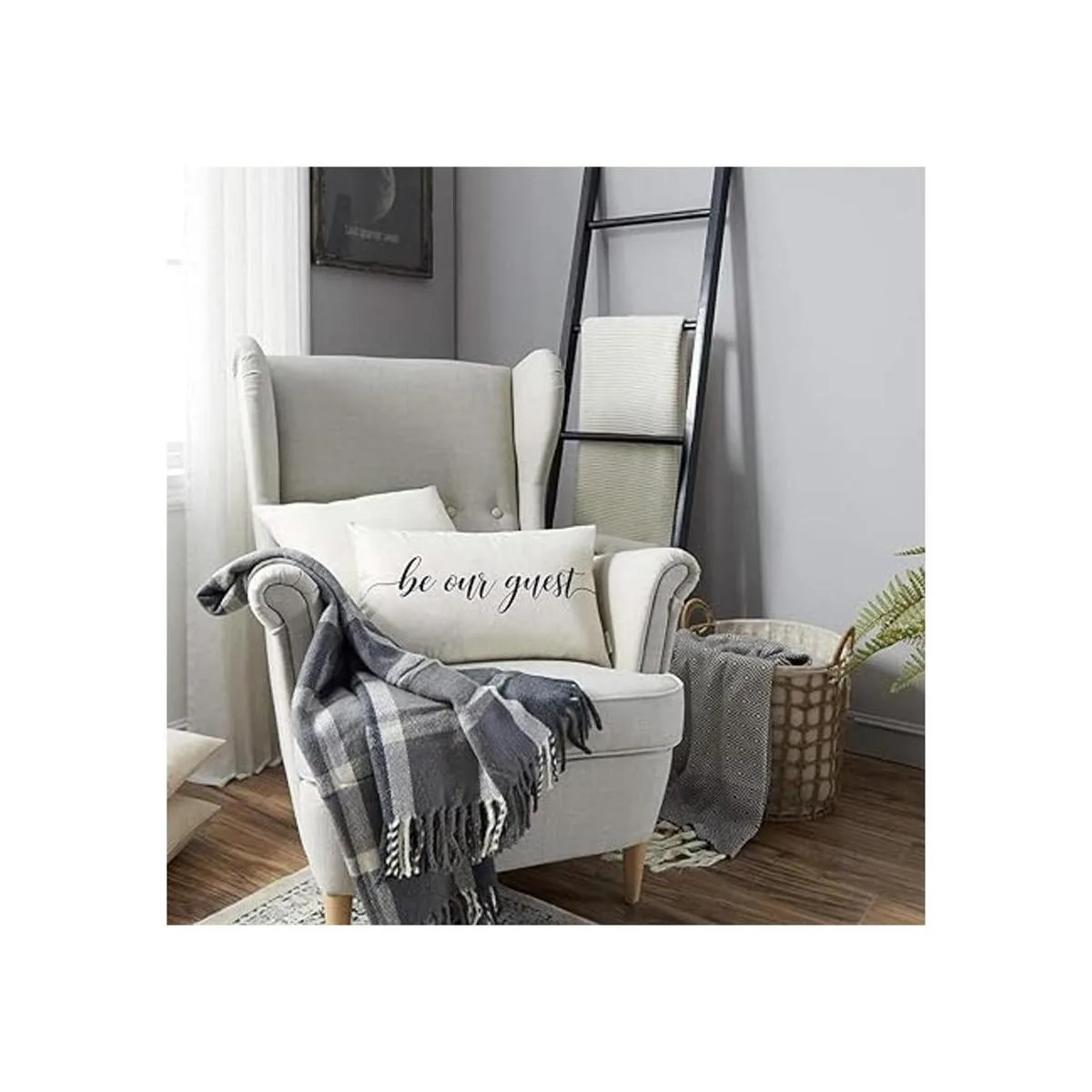 Meekio Fundas de almohada de granja con cita Be Our Guest