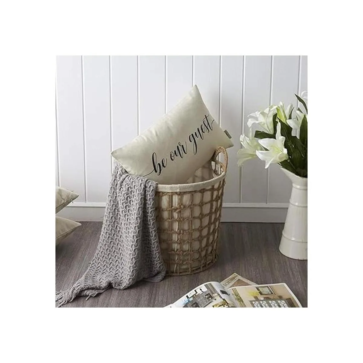 Meekio Fundas de almohada de granja con cita Be Our Guest