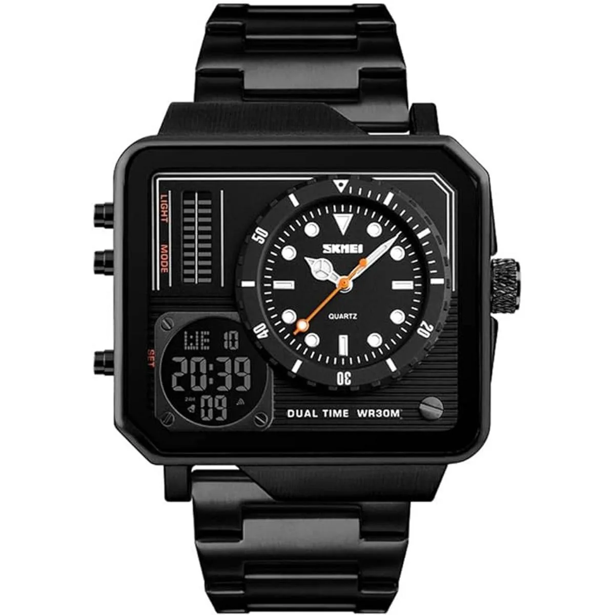 Reloj deportivo digital cuadrado de acero inoxidable con_3