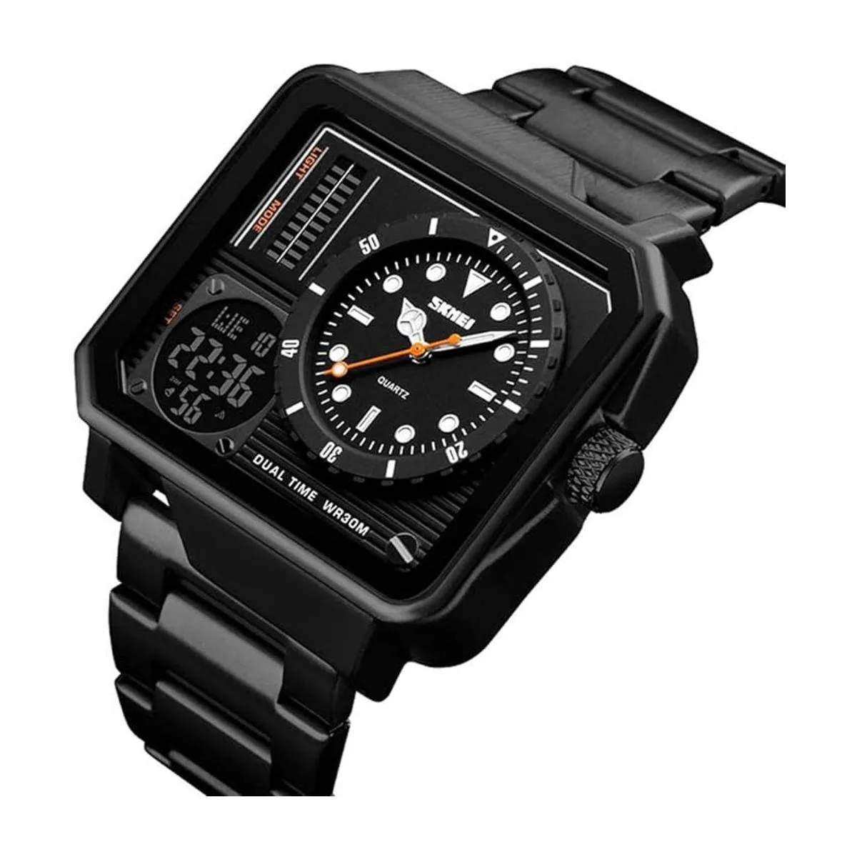 Reloj deportivo digital cuadrado de acero inoxidable con_2