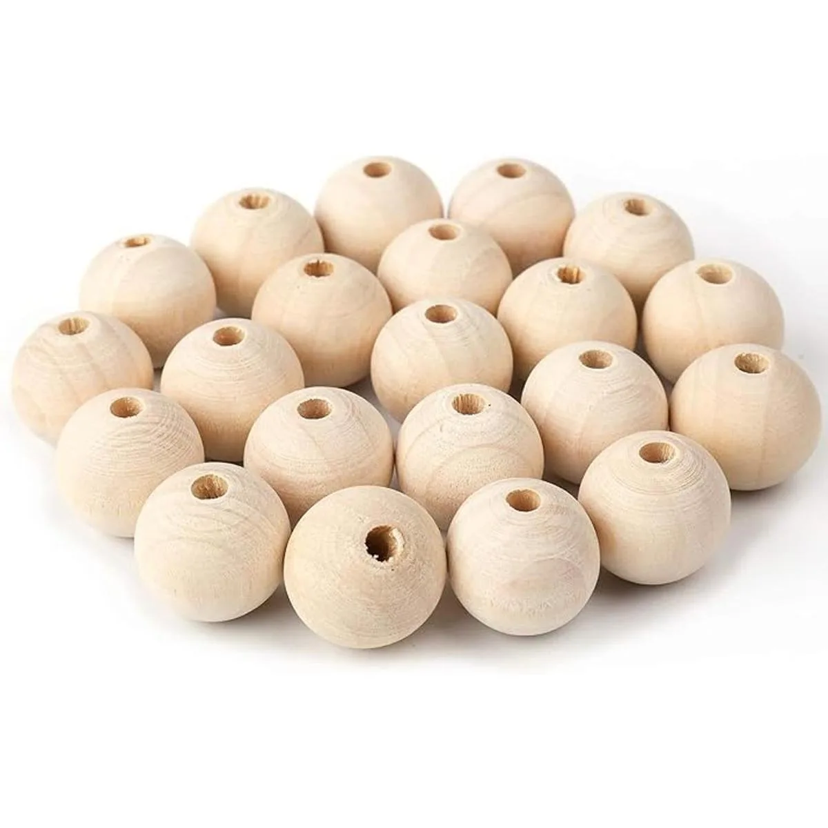 Foraineam 200 Pcs 1 Inch 25mm Wood Beads Round Wooden_1