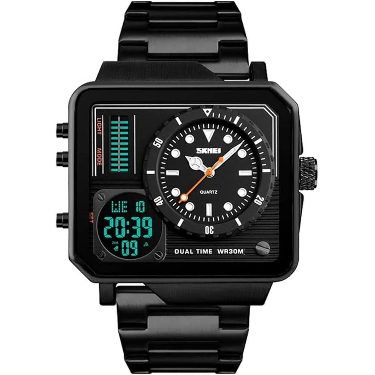 Reloj deportivo digital cuadrado de acero inoxidable con_1