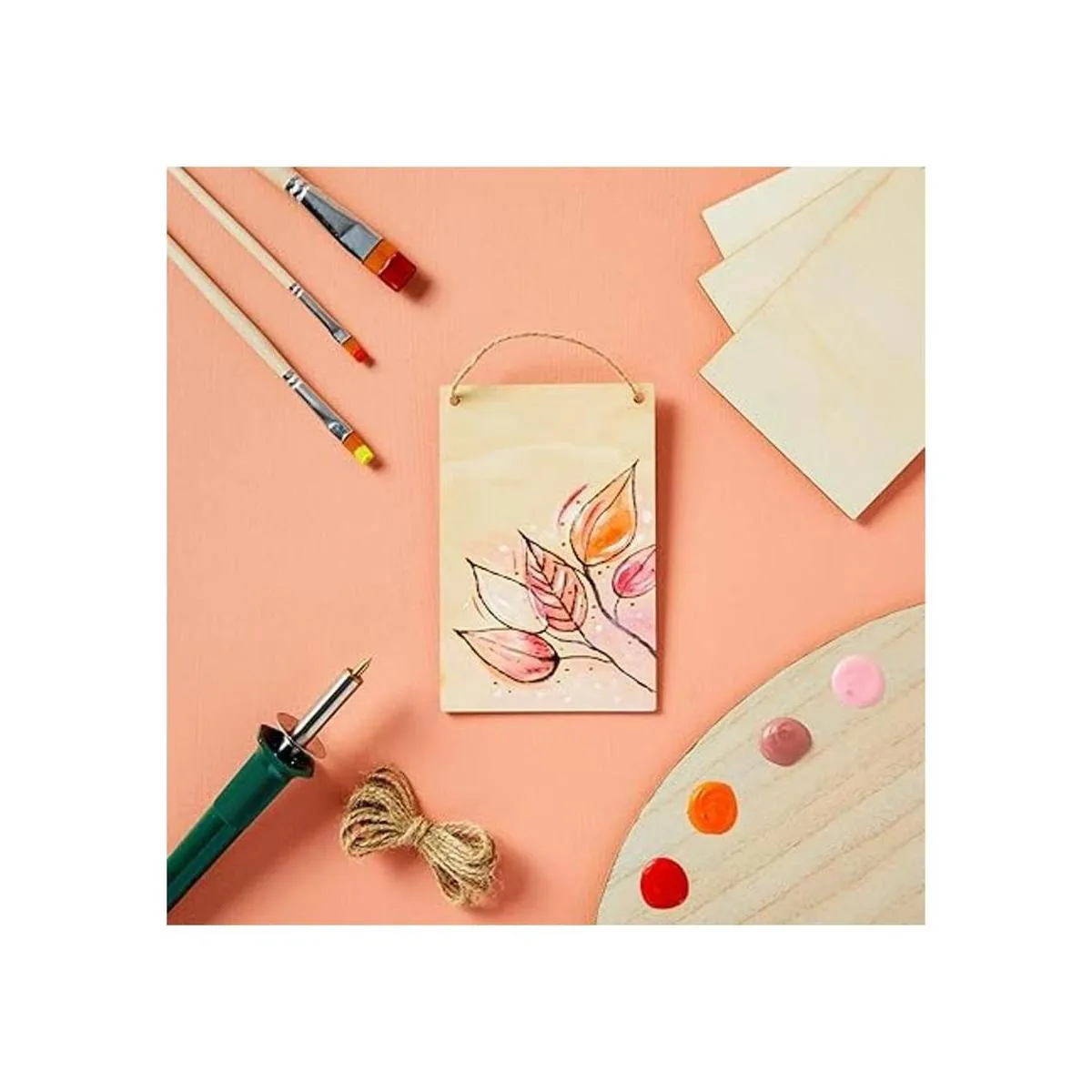 Paquete de 50 placas de madera sin terminar con cuerda de