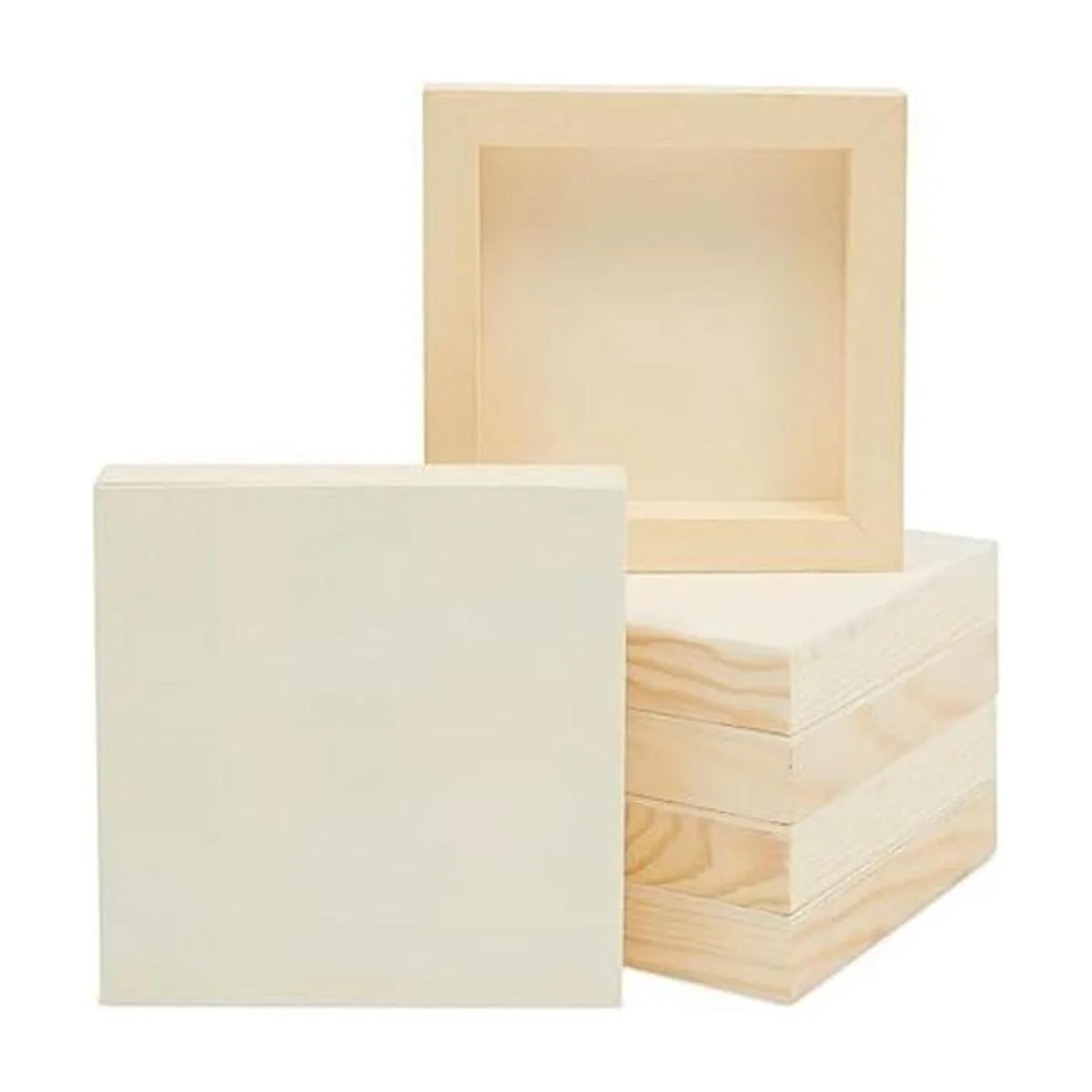 6 Pack Unfinished Wood Canvas Boards for Painting Blank