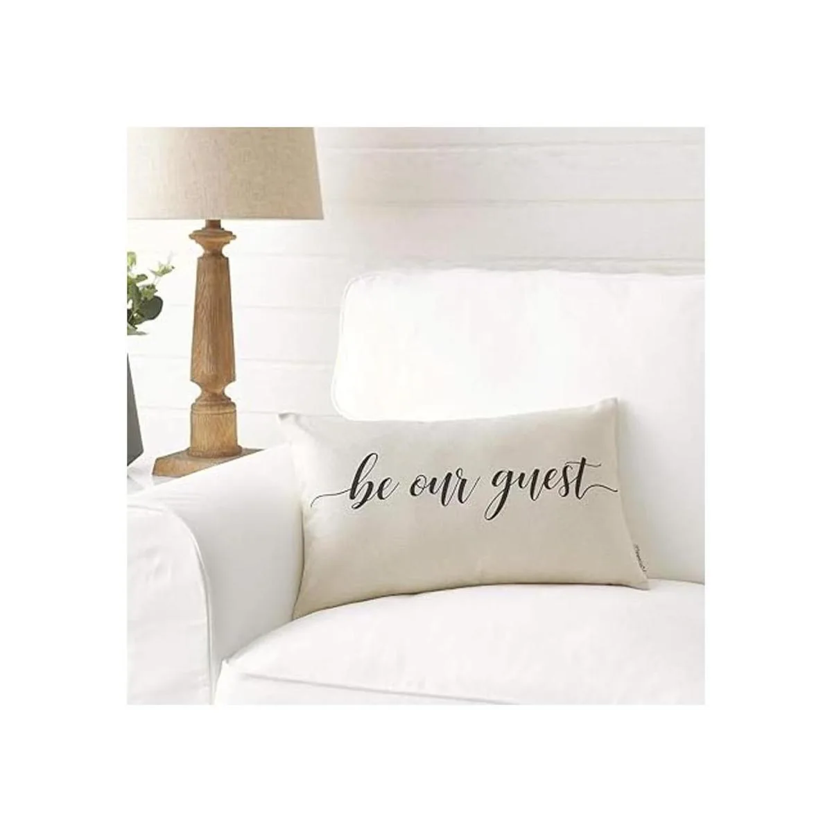 Meekio Fundas de almohada de granja con cita Be Our Guest