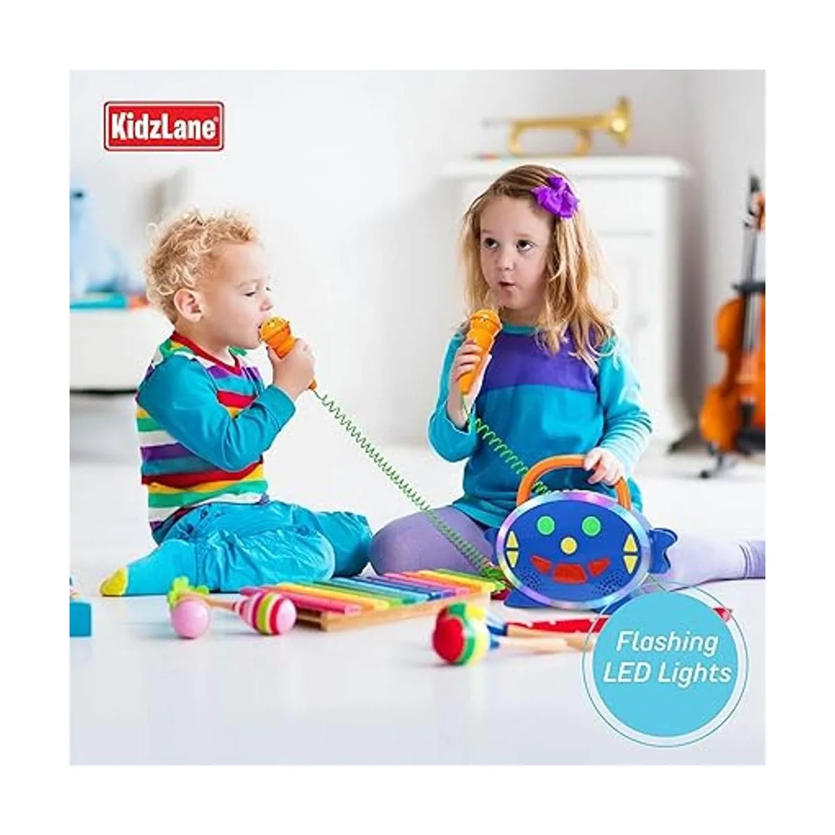 Máquina de karaoke para niños con 2 micrófonos_2