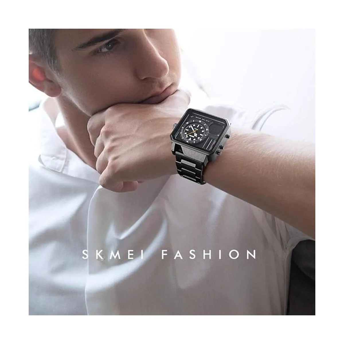 Reloj deportivo digital cuadrado de acero inoxidable con_5