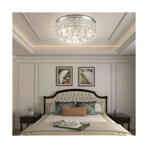 Maxax Lámpara de araña de cristal de 4 luces moderna