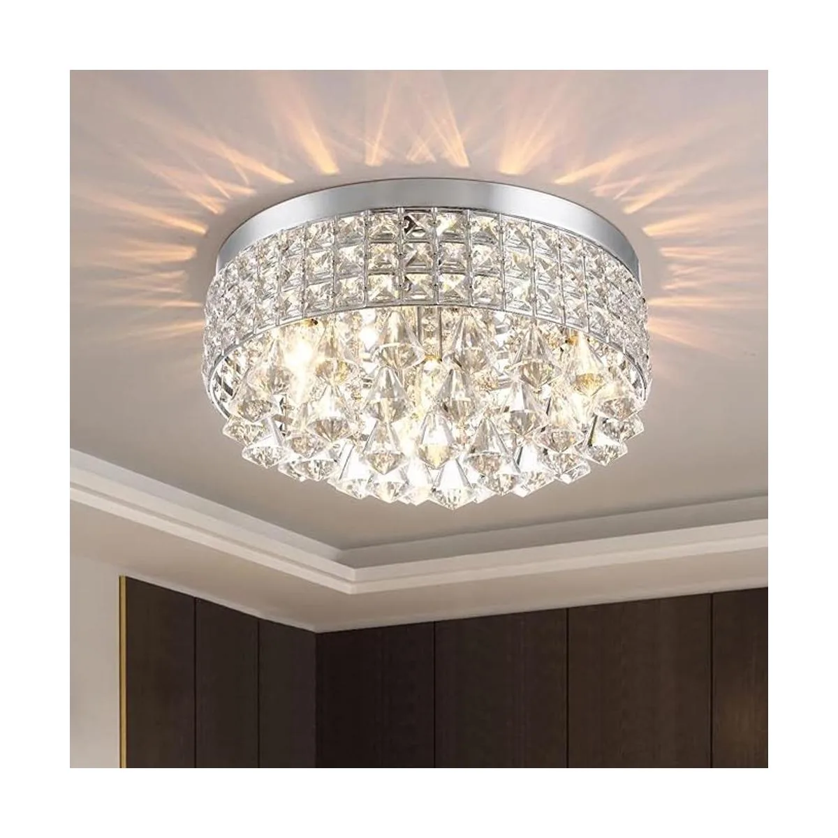 Maxax Lámpara de araña de cristal de 4 luces moderna