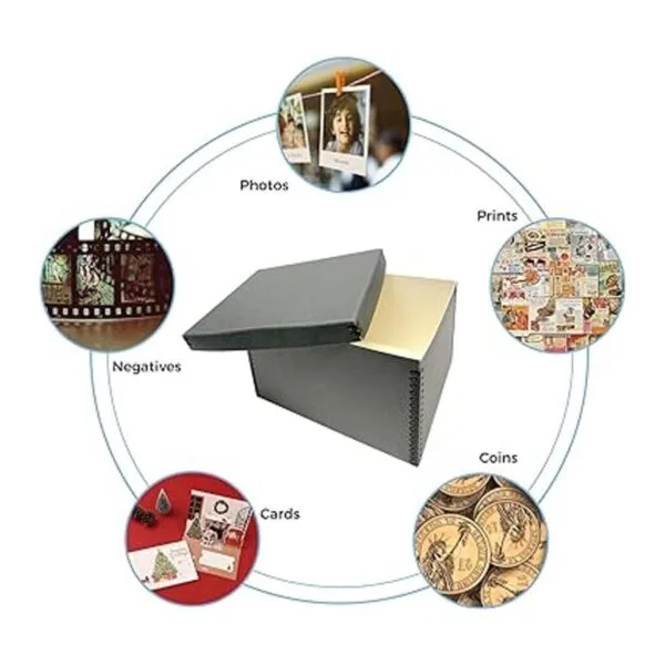Lineco Caja de almacenamiento de registros azulgris 12