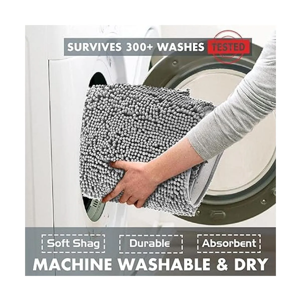 LuxUrux Juego de 3 tapetes de baño de felpilla mullida_5