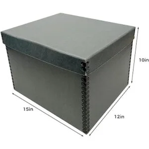Lineco Caja de almacenamiento de registros azulgris 12