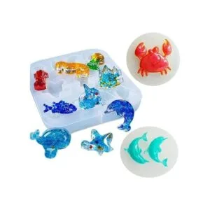 Juego de 3 moldes de resina con forma de animales marinos