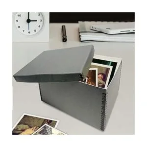 Lineco Caja de almacenamiento de registros azulgris 12