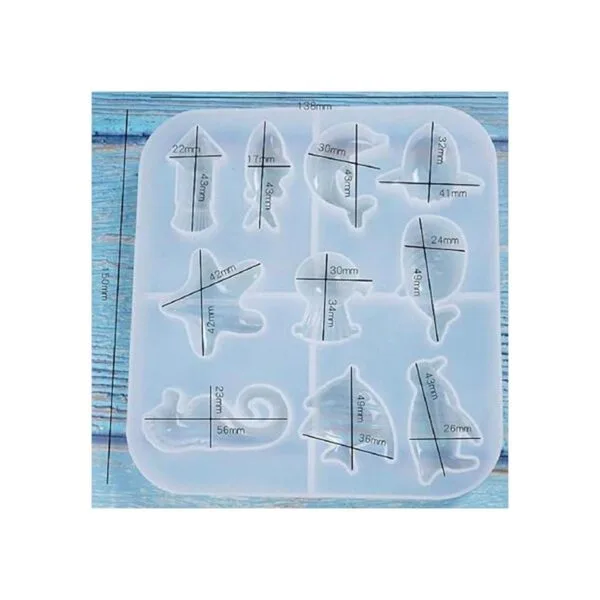 Juego de 3 moldes de resina con forma de animales marinos