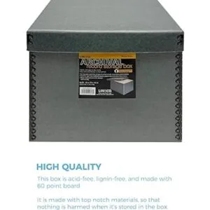 Lineco Caja de almacenamiento de registros azulgris 12
