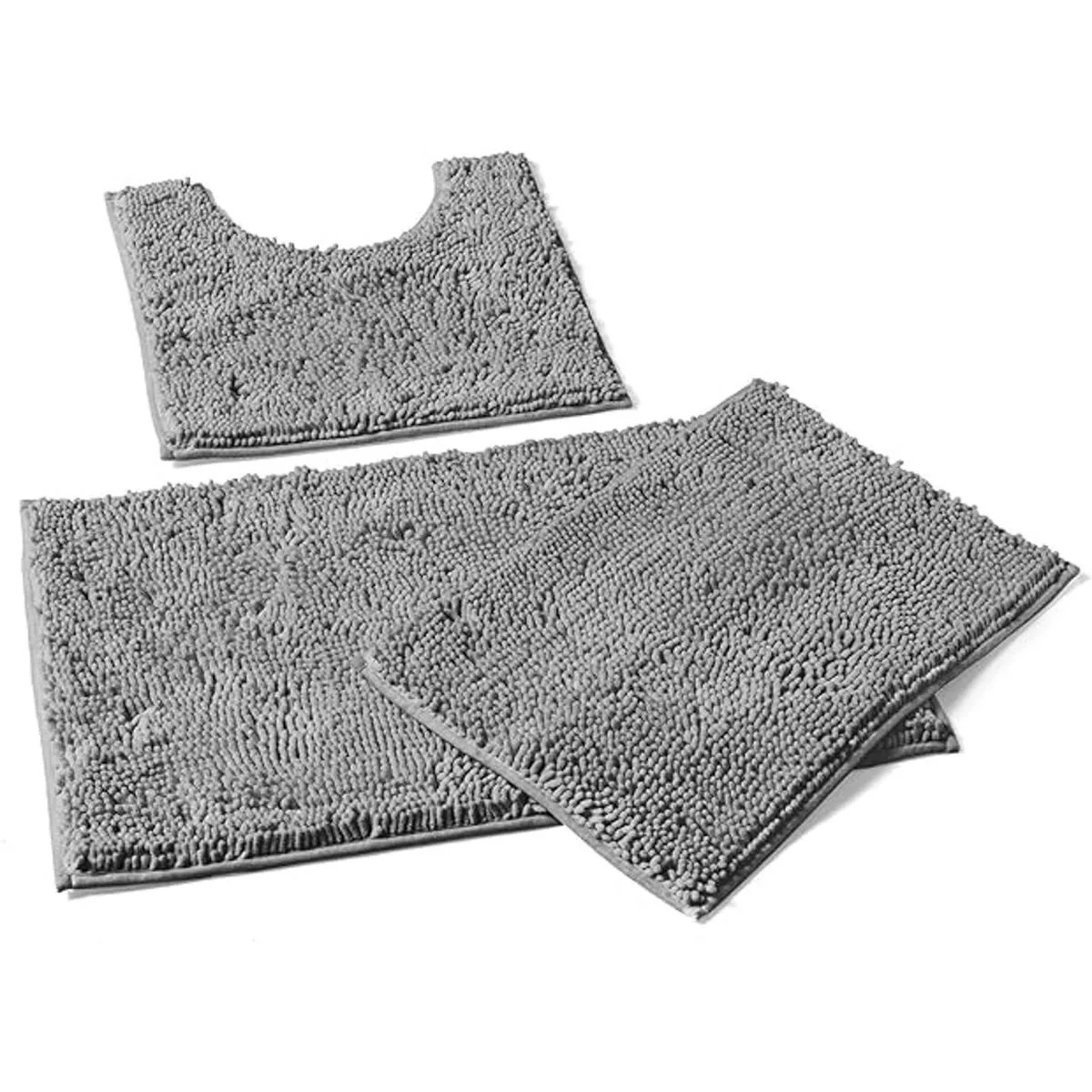 LuxUrux Juego de 3 tapetes de baño de felpilla mullida_1