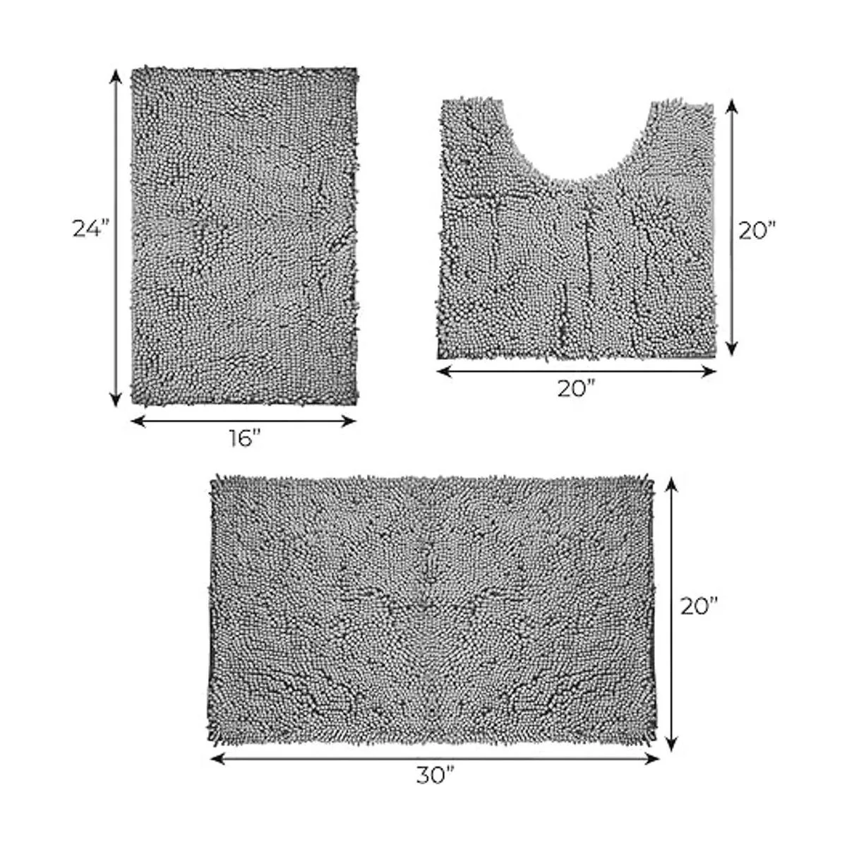 LuxUrux Juego de 3 tapetes de baño de felpilla mullida_2