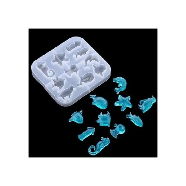 Juego de 3 moldes de resina con forma de animales marinos