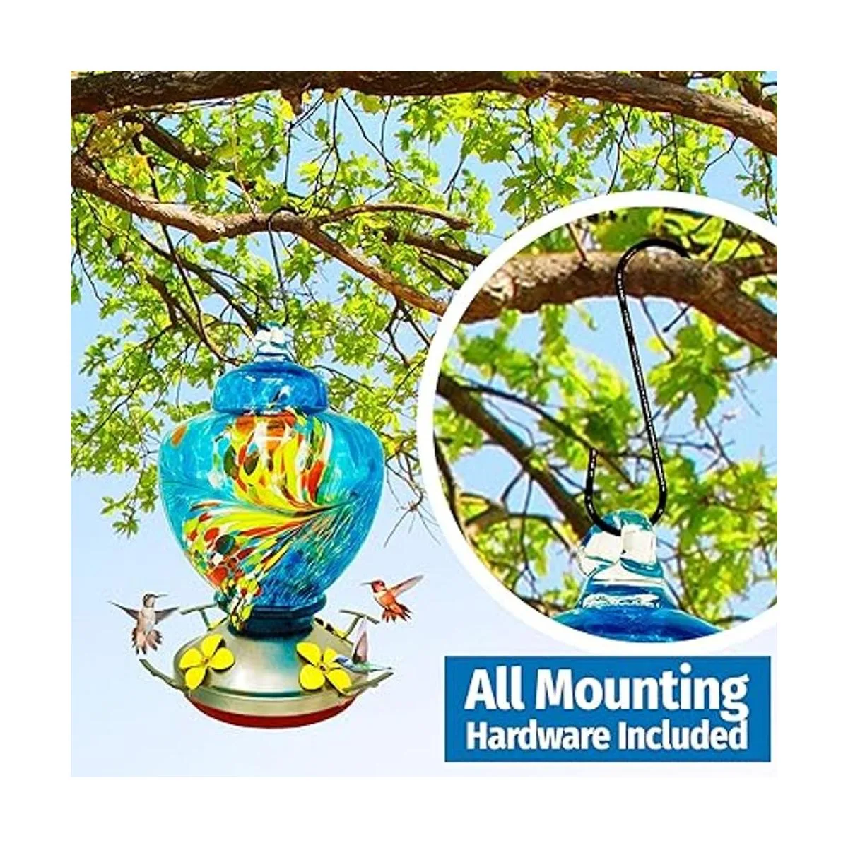 Comedero de colibrí Cristal soplado HQ Nectar de alta