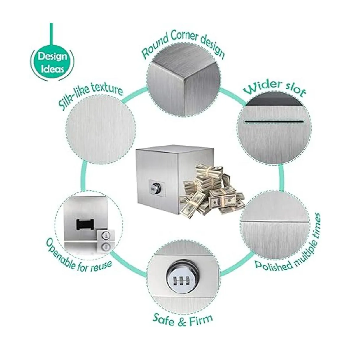 Alcancía de acero inoxidable con contraseña caja de