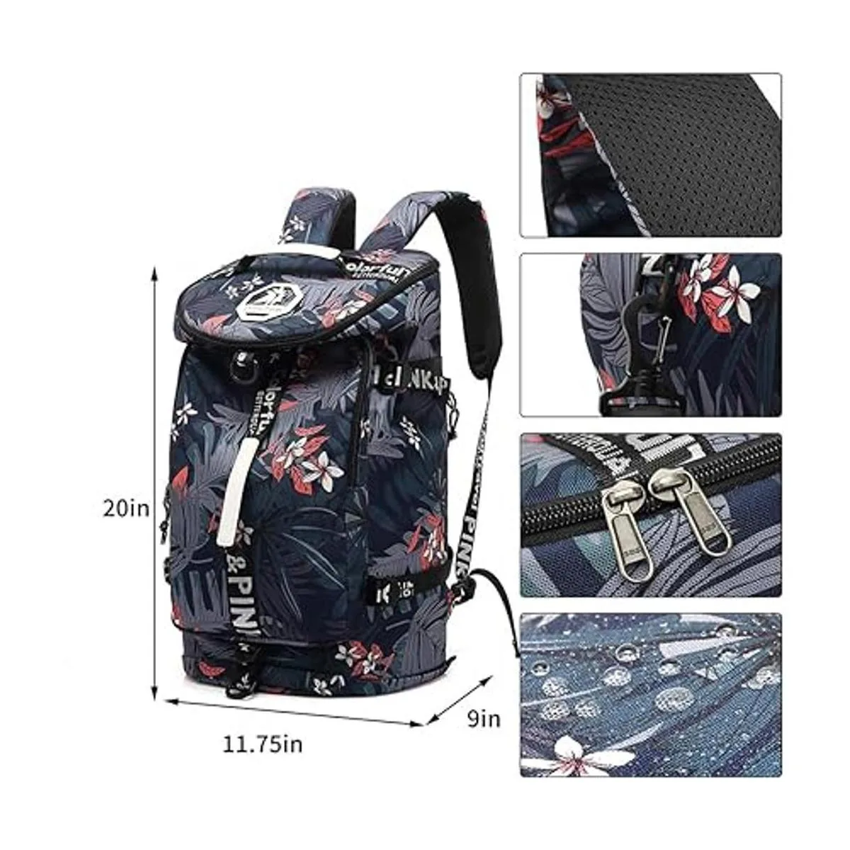 Floral Gym Duffle Bag Backpack 4 ways for Women Waterproof_2