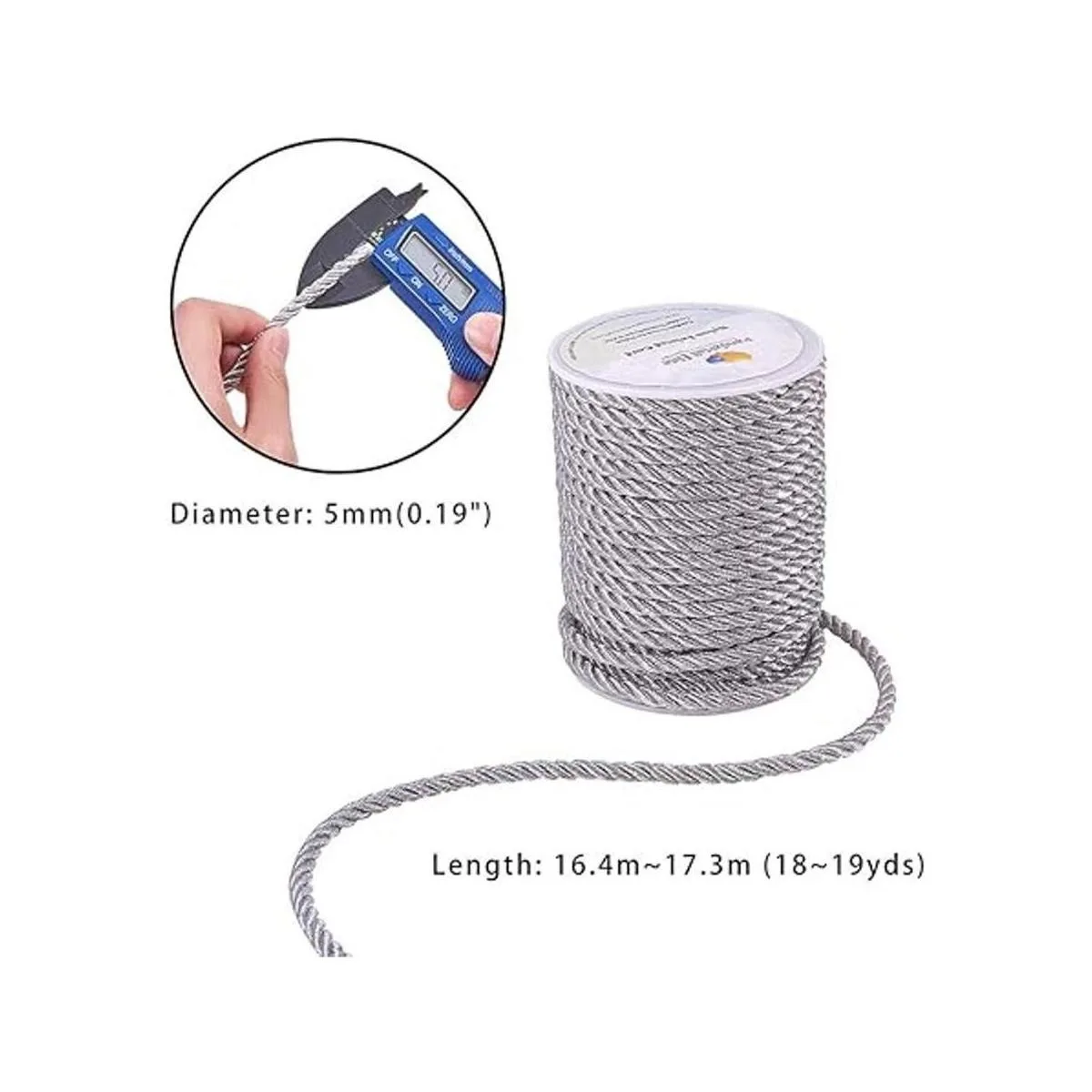 PH PandaHall Cuerda de seda plateada de 18 yardas cordón