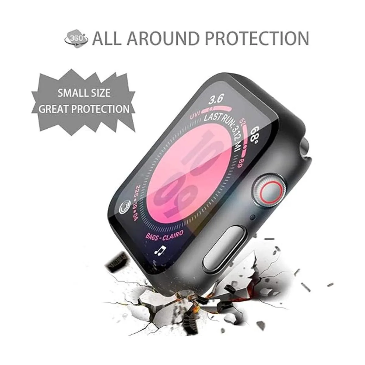 Langboom Funda rígida negra compatible con Apple Watch SE_5