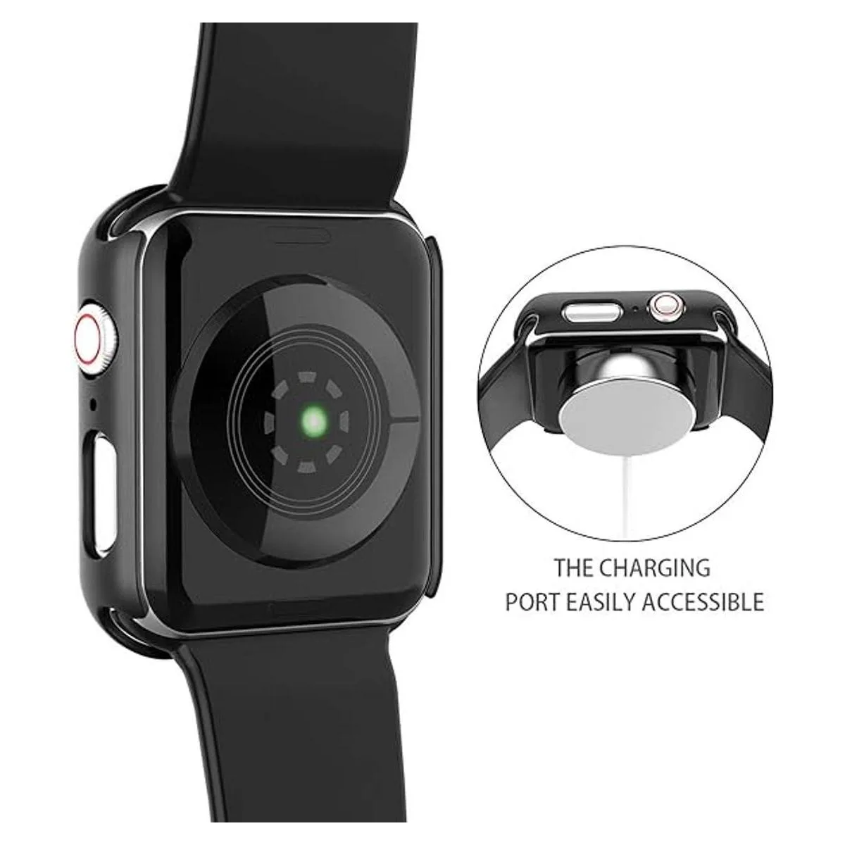 Langboom Funda rígida negra compatible con Apple Watch SE_4