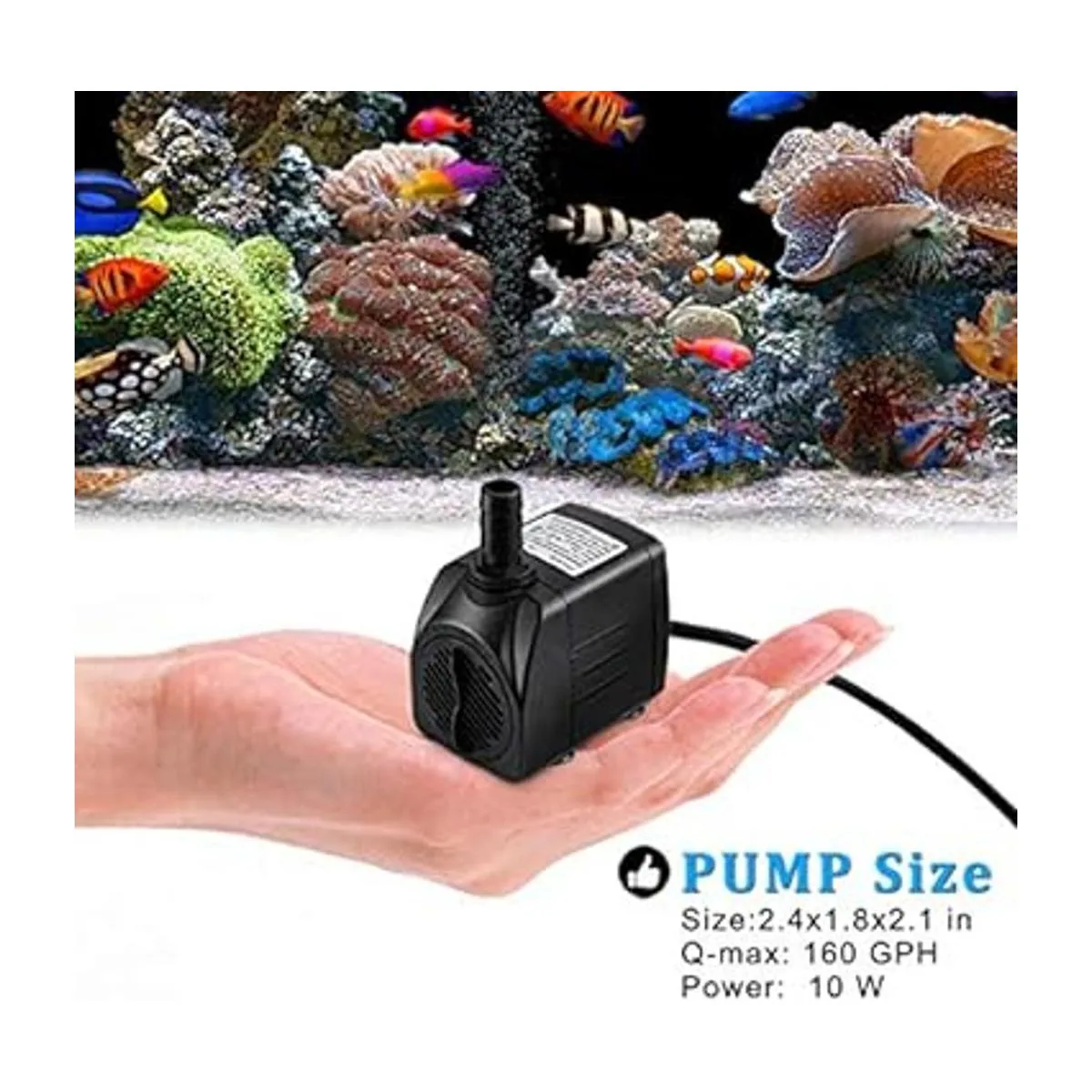 PULACO Bomba sumergible de 10 W y 160 GPH con tubo de 3.3