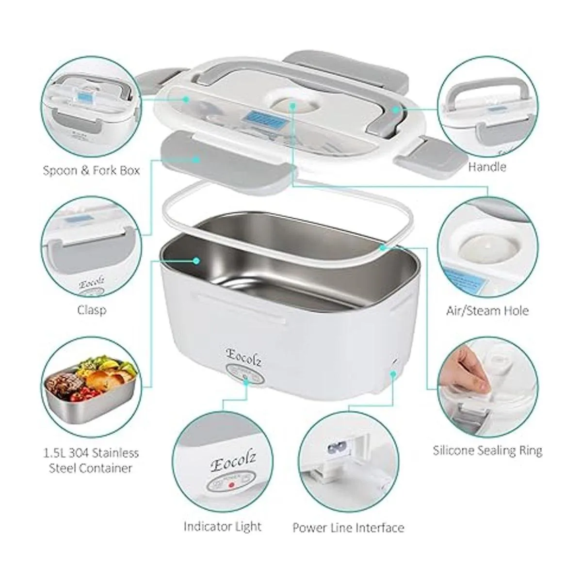 Eocolz Lonchera eléctrica para calentador de alimentos_5