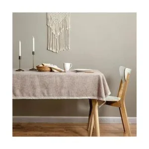 GLORY SEASON Mantel lavable de arpillera rústica de lino